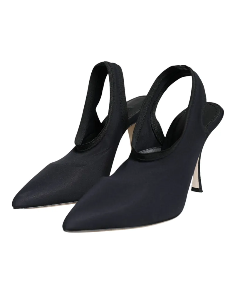 Dolce & Gabbana Women's Black Jersey Stretch Heels Slingback Shoes Nylon Elastane Black