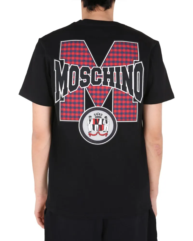 Moschino Logo-Patch Cotton T-Shirt — Black Black