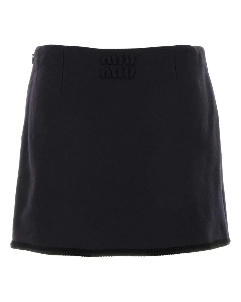 Miu Miu Women's Midnight Blue Wool Mini Skirt Bleu Gonne Blue