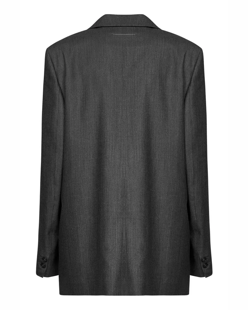 Maison Margiela Women's Blazer Oversized Grey Virgin Wool-Cotton Jacket Gray
