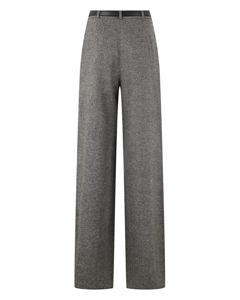 Max Mara Virgin Wool Wide-Leg Trousers — Gray 