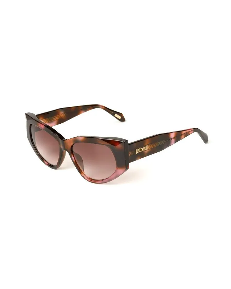 Just Cavalli SJC169 Gradient-Tinted Cat-Eye Sunglasses — Brown Brown