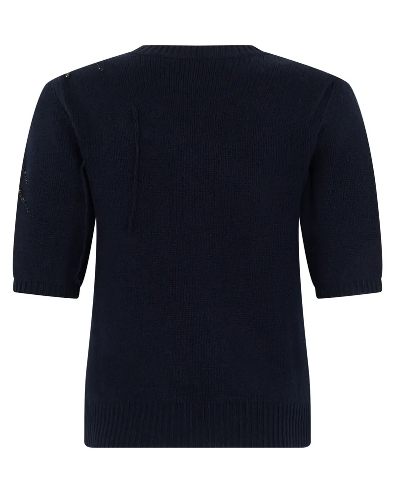 Fabiana Filippi Women's Sweater Three-Quarter Sleeve Midnight Blue Virgin Wool Navy