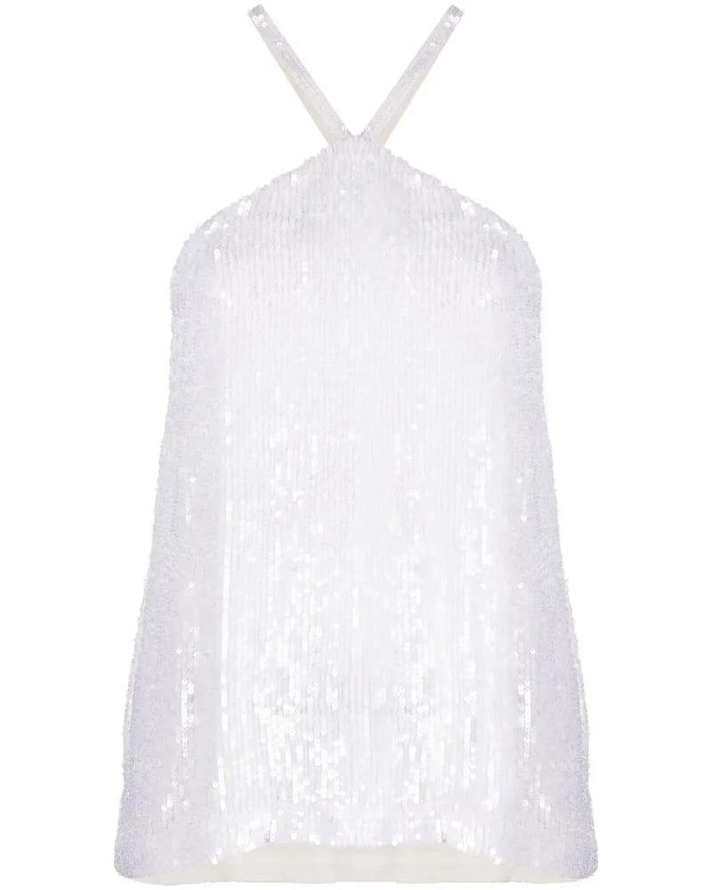P.A.R.O.S.H. Sequined Halterneck Tank Top — White White