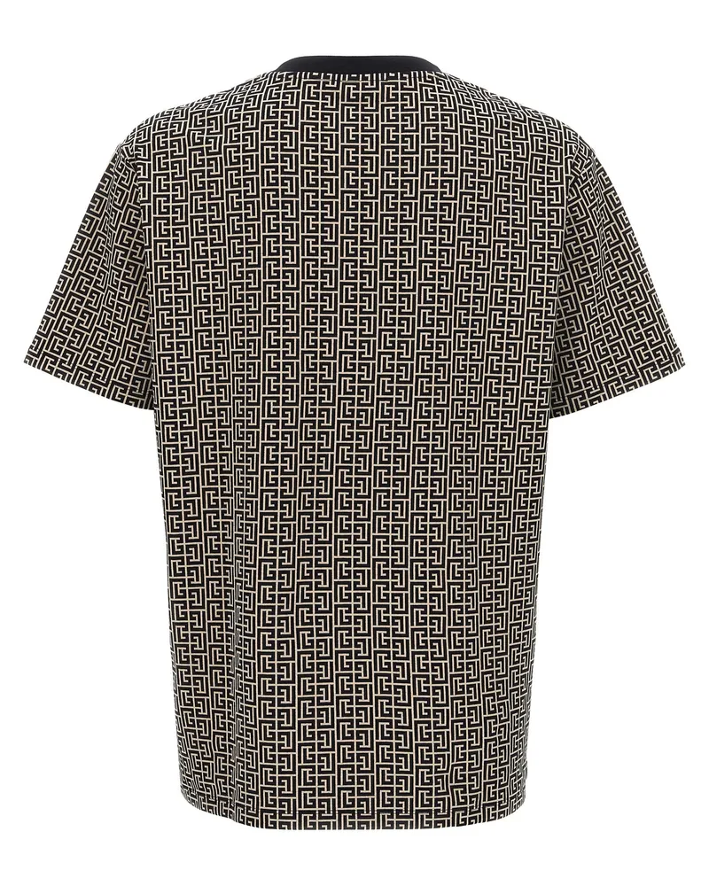 Balmain Monogram-Jacquard Cotton T-Shirt — Black Black