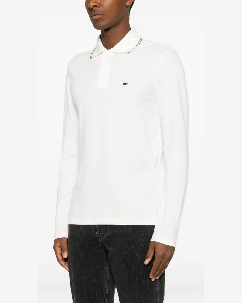 Emporio Armani Logo-Embroidered Cotton Polo — White White