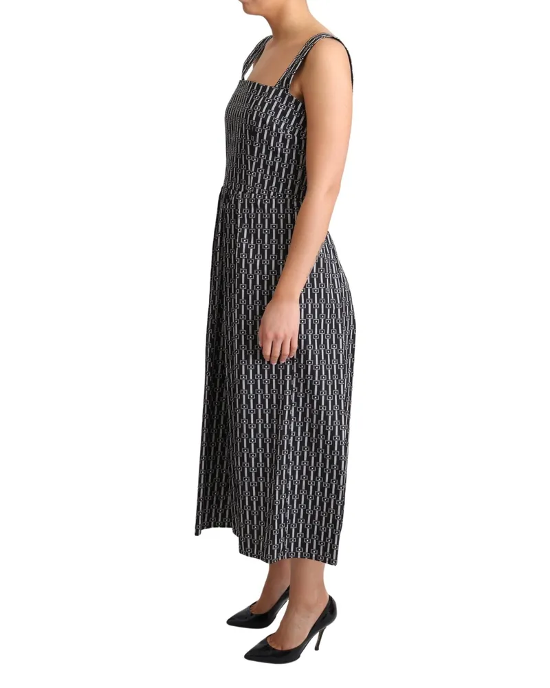 Dolce & Gabbana Women's Black White Pattern Cotton A-Line Dress Black