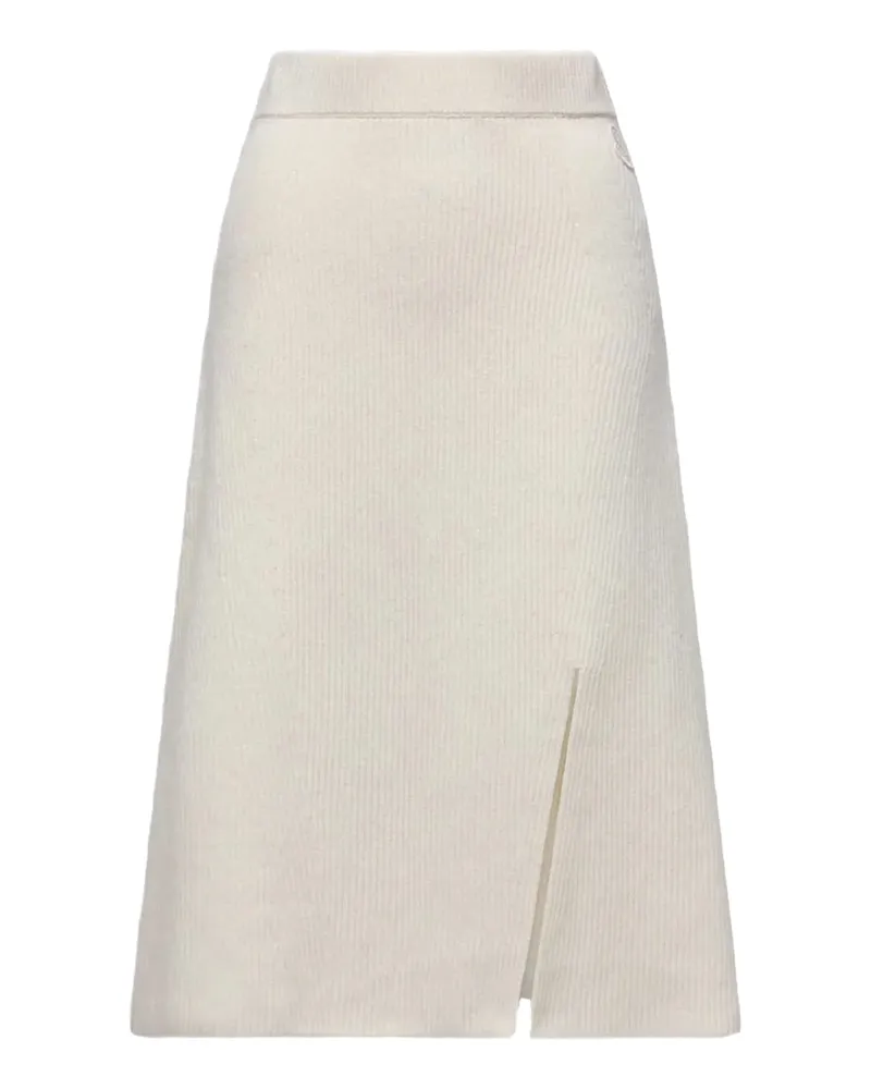 Moncler Ribbed Midi Skirt — White White