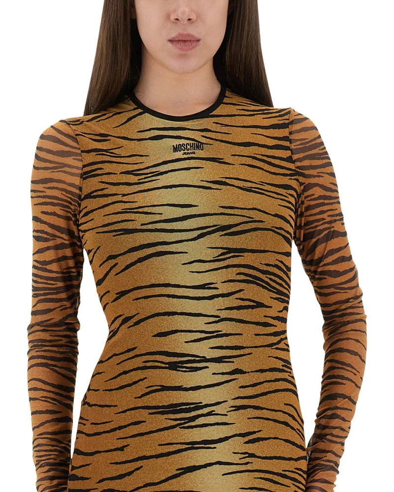 Moschino Animal Print Mesh Dress — Multicolor Multicolor