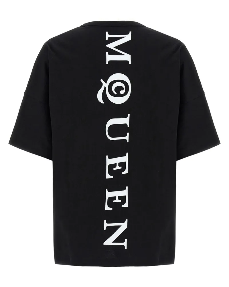 Alexander McQueen Men's Bicolor Cotton T-Shirt Black