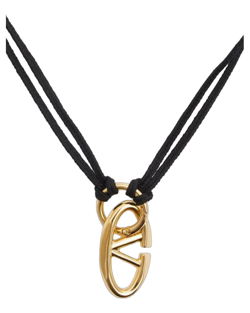 Valentino Garavani Vlogo Rope Necklace Black Off-White Necklaces & Pendants Black
