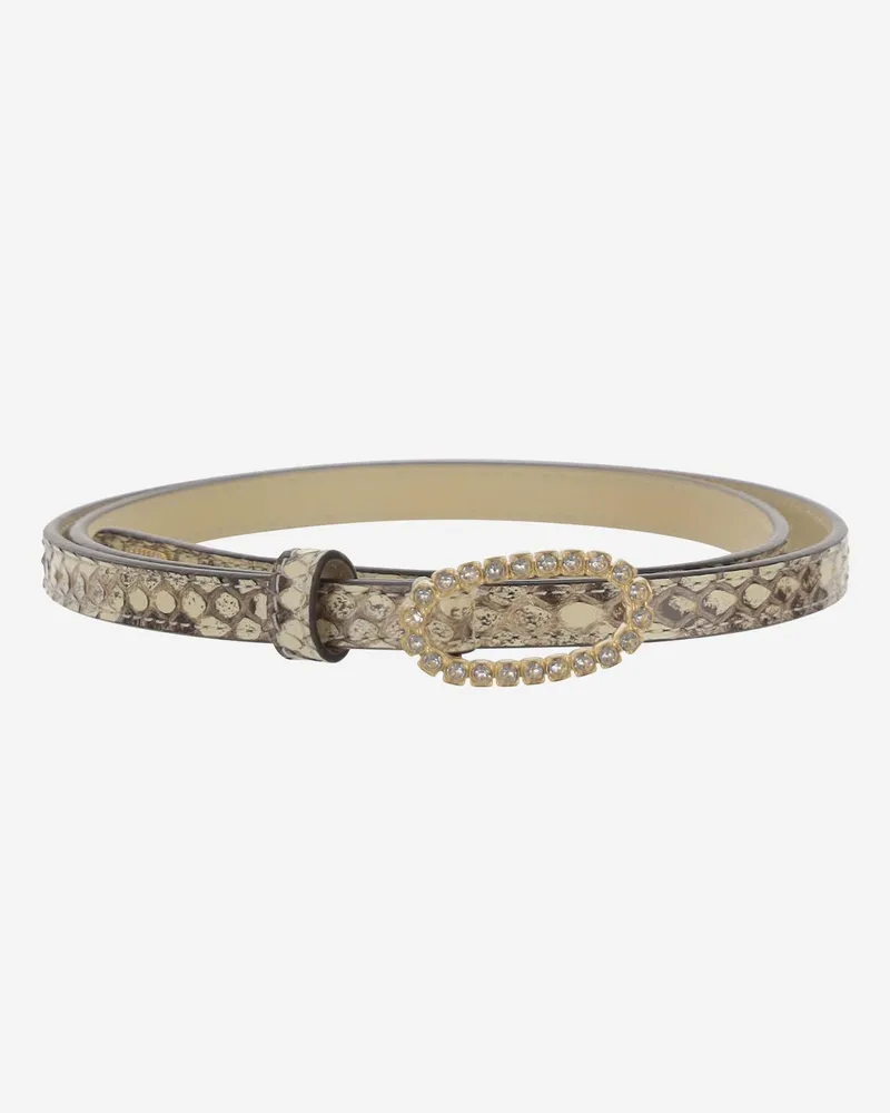 Valentino Garavani Women's Python Leather Belt With Crystals Beige