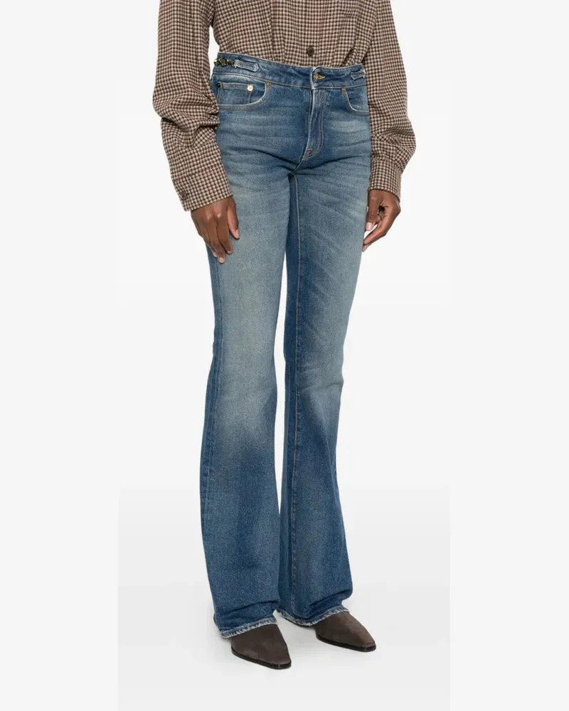 Golden Goose Women's Buckle-Embellished Flared Jeans Aw25 W Blue