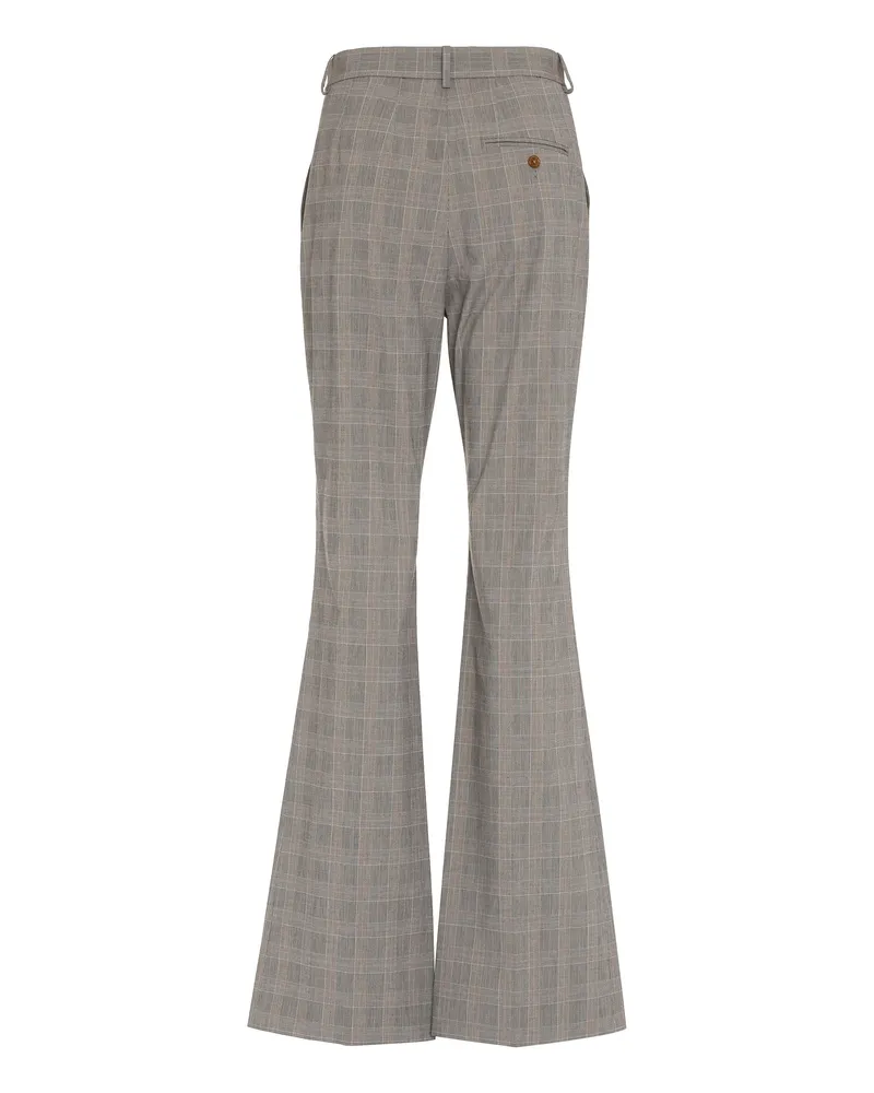 Vivienne Westwood Women's Prince-Of-Wales Checked Trousers Gray Cotton Straight Gray