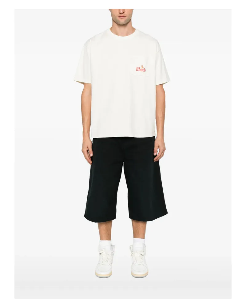 RHUDE Logo-Embroidered T-Shirt — Beige Beige