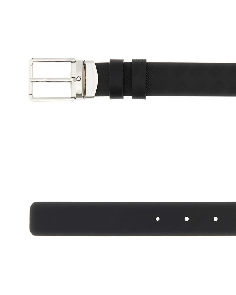 Montblanc Men's Reversible Leather Belt Black Black