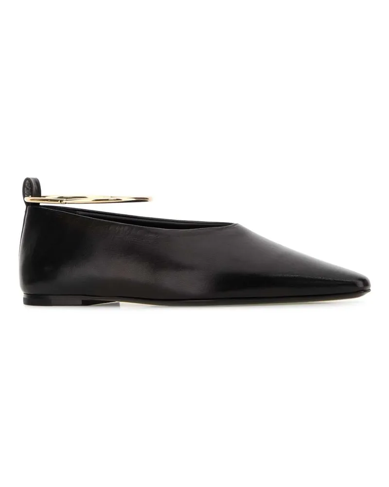 Jil Sander Women's Black Leather Ballerinas Ballerine Flat Shoes Black