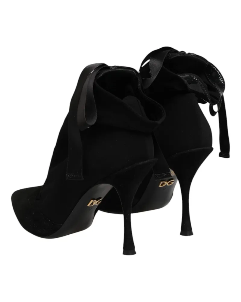 Dolce & Gabbana Lace-Up Stiletto Heel Boot — Black Black