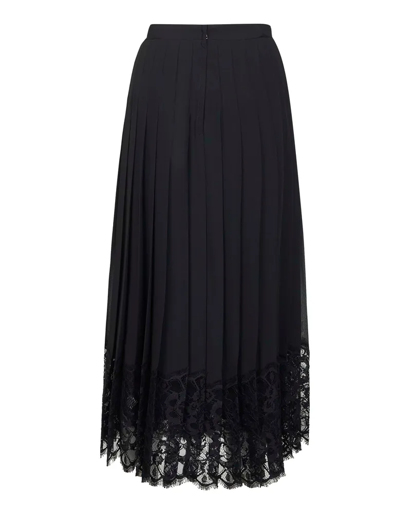 Dolce & Gabbana Pleated Chiffon with Lace Hem Skirt — Black Black