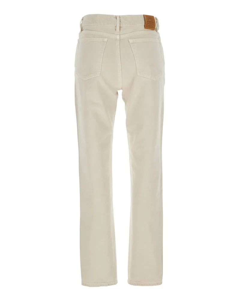 Totême Women's White Denim Jeans With Logo Patch Cotton Organic White
