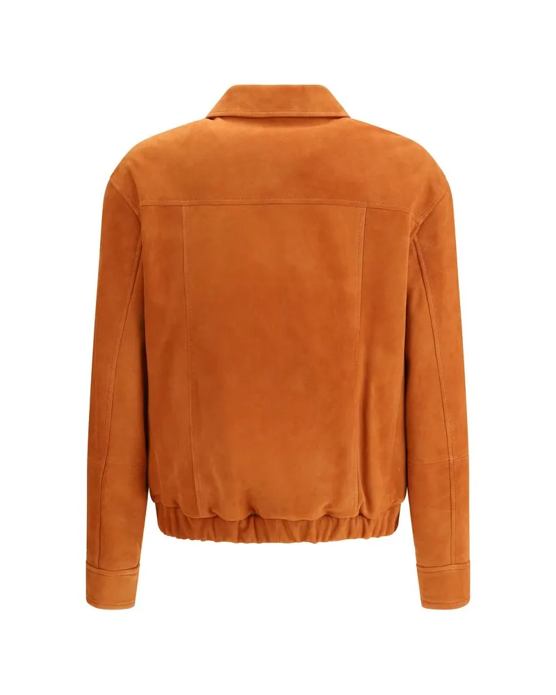Brunello Cucinelli Men's Multicolor Calf Leather Bos Taurus Jacket Clothing Orange