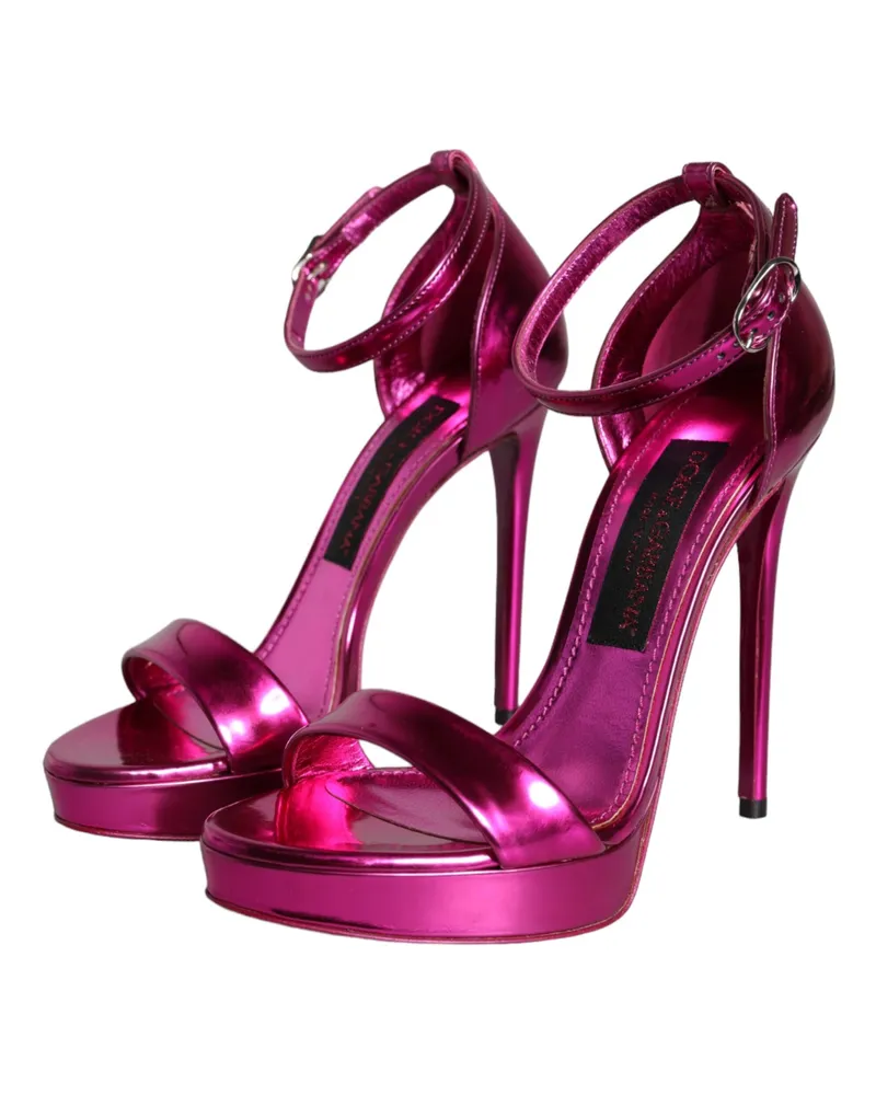 Dolce & Gabbana Women's Fuchsia Keira Heels Ankle Strap Sandals Shoes Polyurethane Polyester Pink