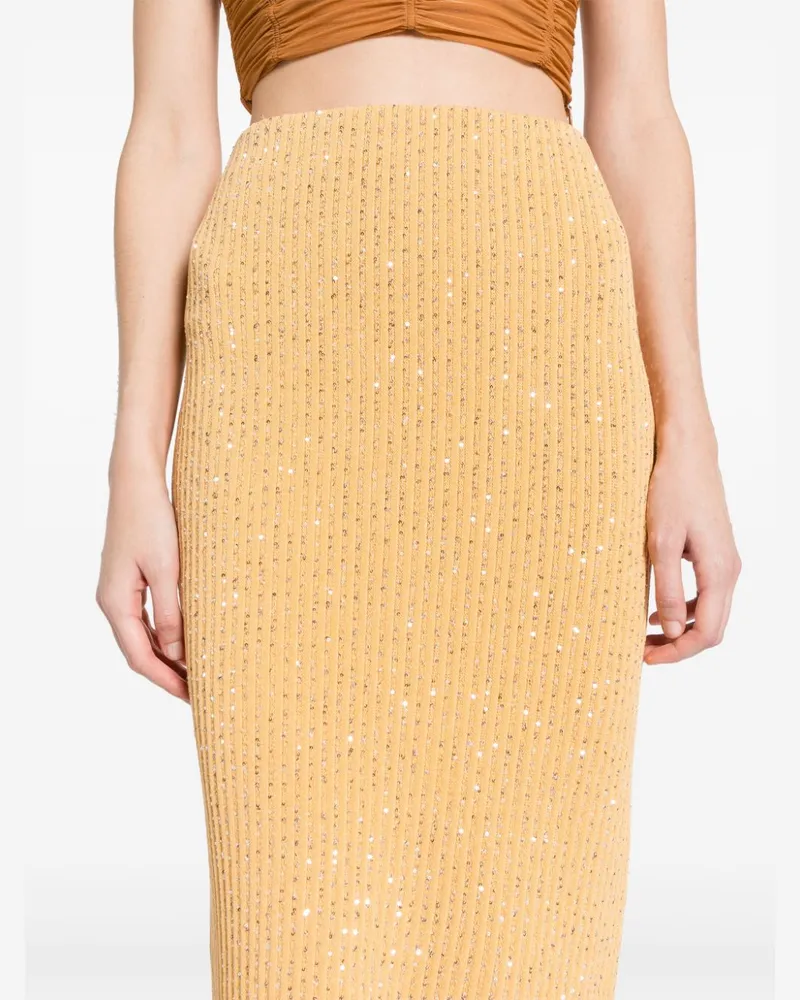 Fabiana Filippi Women's Falda De Punto Adornada Con Lentejuelas Ss24 W Yellow