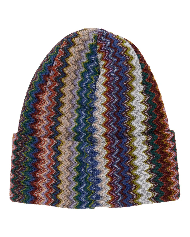 Missoni CPRAWMUA774 Wool Blend Jacquard Beanie — Brown Brown