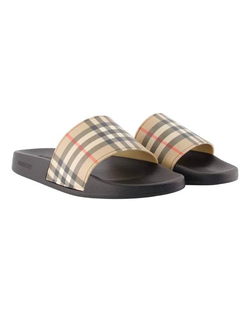 Burberry Men's Mf New Furley M Chk Sandals -  Synthetic Multicolor Shoes Black