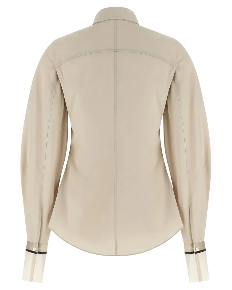 Brunello Cucinelli Shiny Cuffs Shirt — Beige Beige