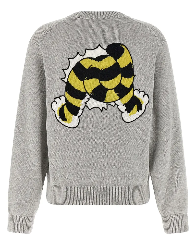 Kenzo Intarsia Tiger Embroidery Sweater — Grey Grey