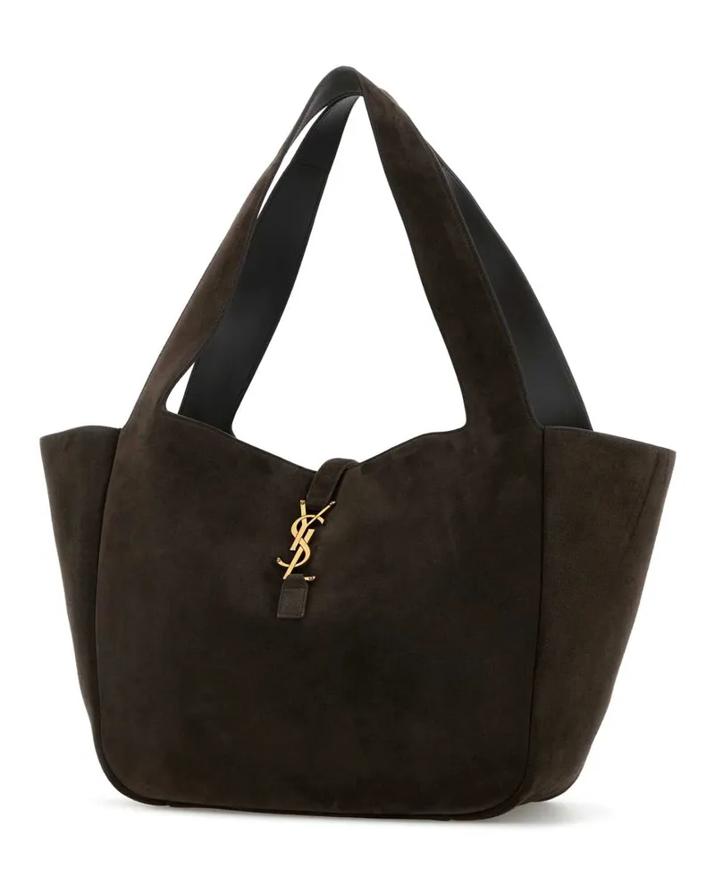 Saint Laurent Women's Brown Suede Leather Le 5 Ã 7 Bea Shopping Bag Urbanchic Borse A Mano Brown