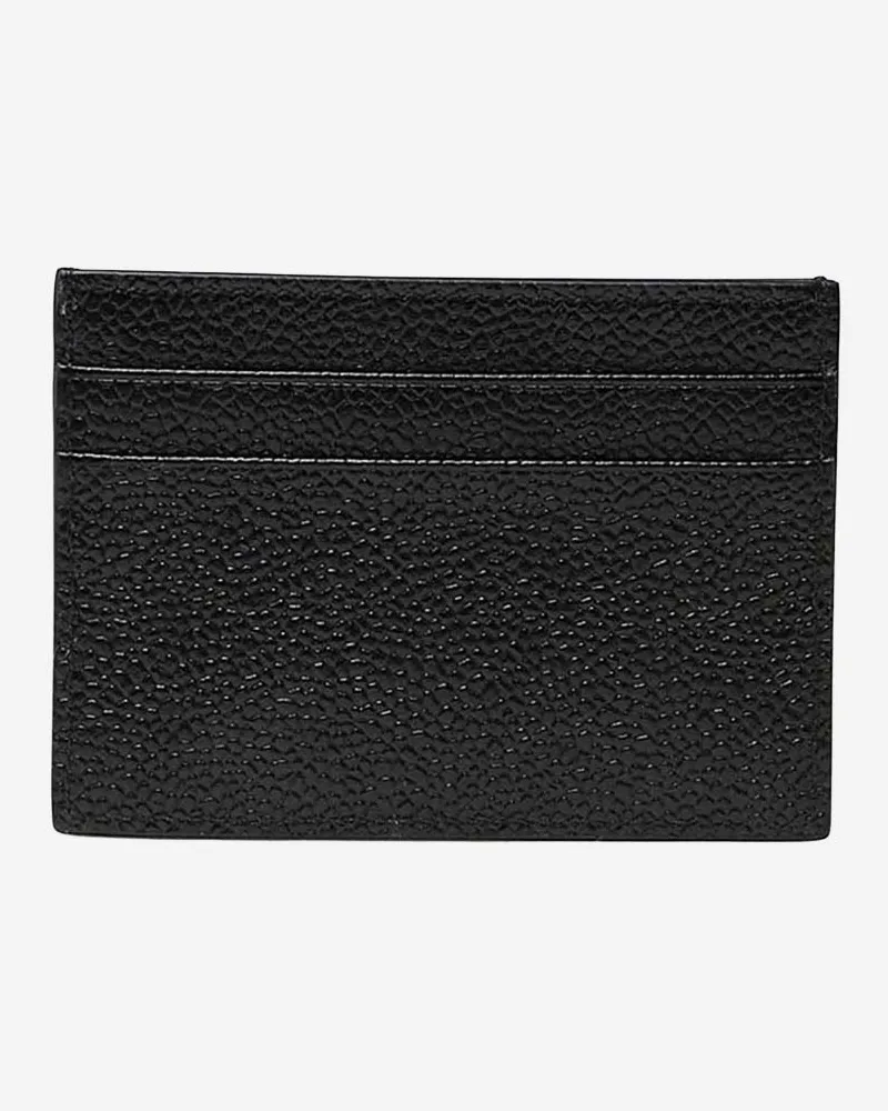 Thom Browne Men's Leather Card Holder With Logo Black Calf Full Grain Wallets & Cardholders Black