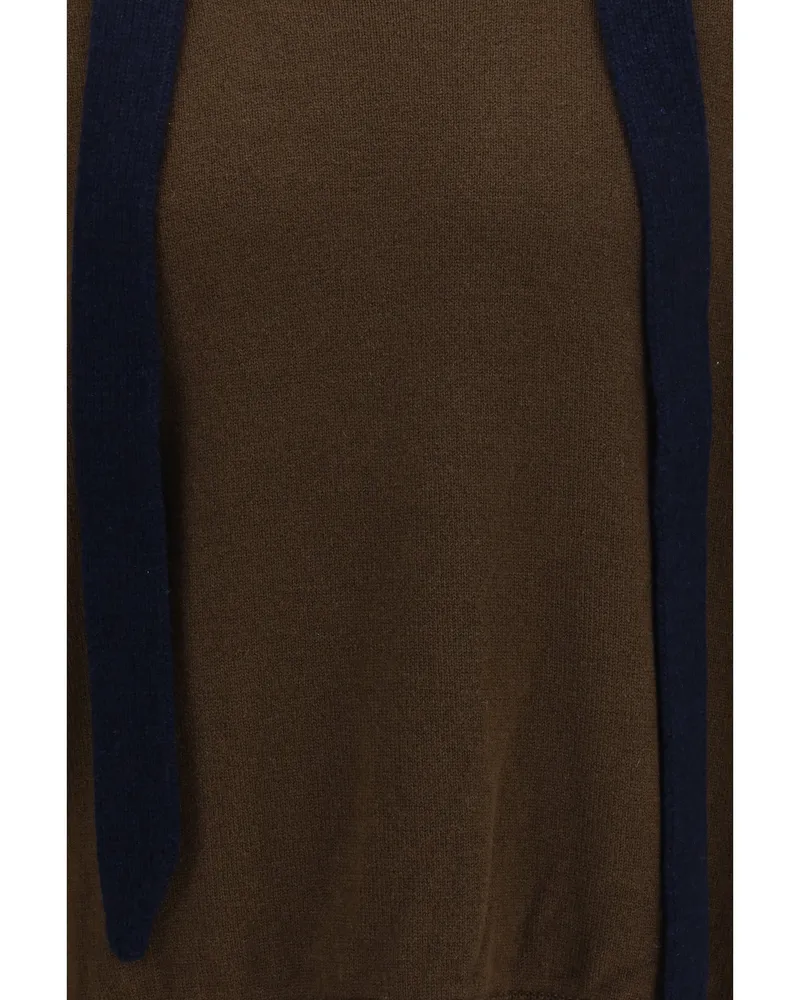 Sacai Men's Wool Cardigan With Integrated Scarf Brown-Navy Merino Brown/navy Sweater Brown