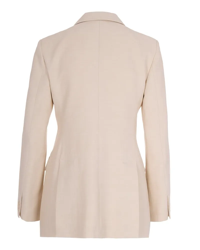 P.A.R.O.S.H. Women's Double-Breasted Blazer Sand Viscose Jacket Beige