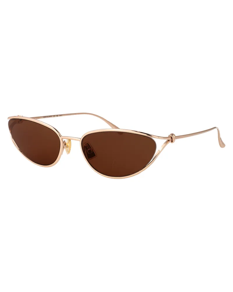 Bottega Veneta BV1330S Metal Cat-Eye Sunglasses — Gold Gold