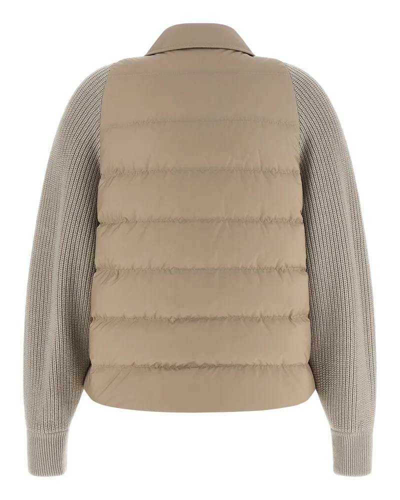 Brunello Cucinelli Quilted Water-Repellent Nylon Down Jacket — Beige Beige