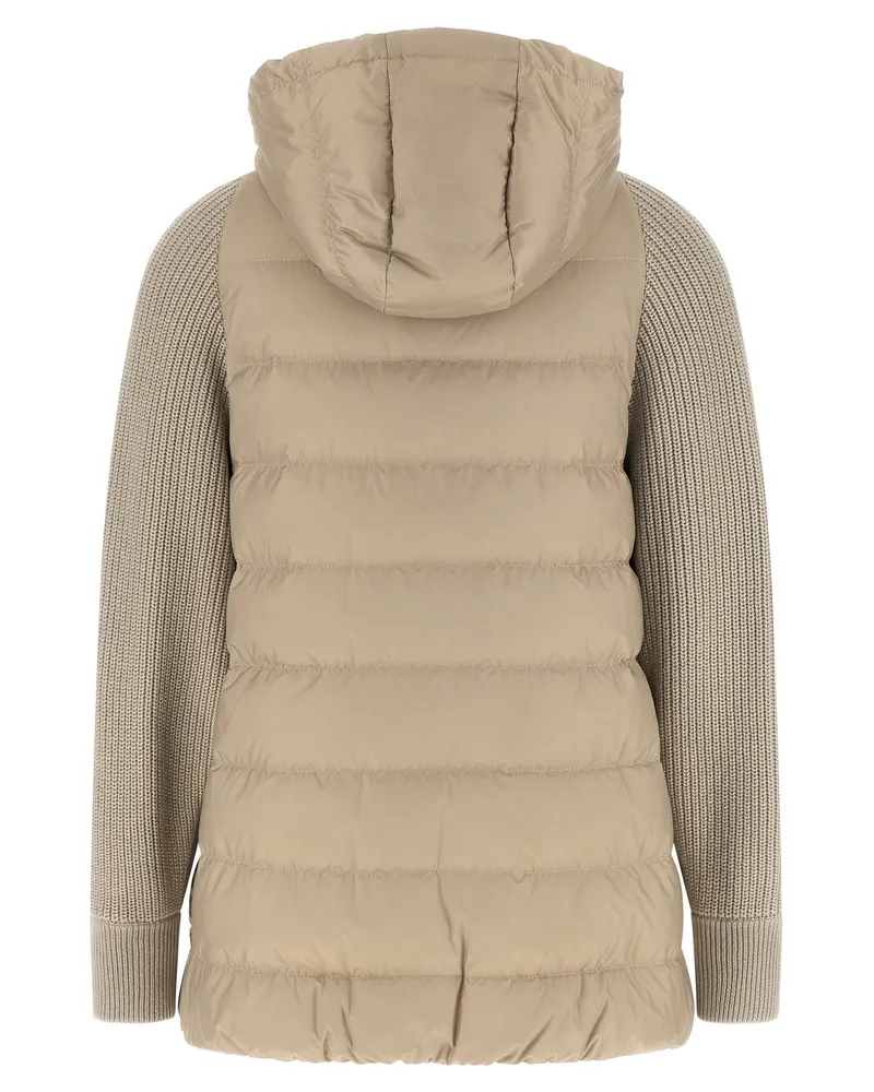 Brunello Cucinelli Shiny Zipper Pull Down Jacket Beige