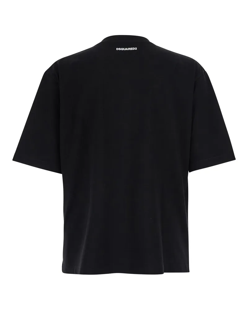 Dsquared2 Men's T-Shirt Round Neck Black Cotton T-Shirts And Polos Black