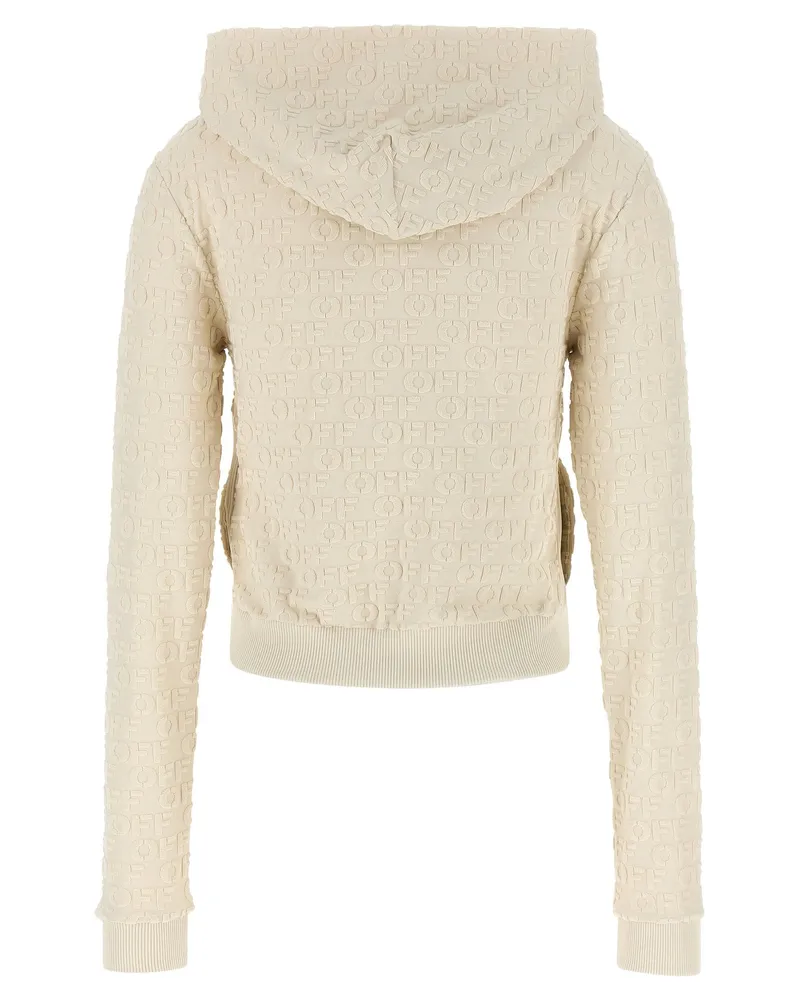 OFF-WHITE Embossed Logo Jacquard Terry Hoodie — Cream Cream