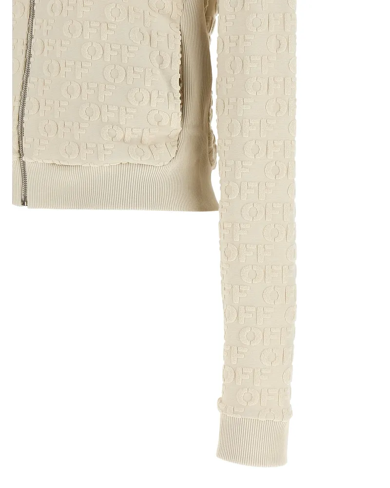 OFF-WHITE Embossed Logo Jacquard Terry Hoodie — Cream Cream
