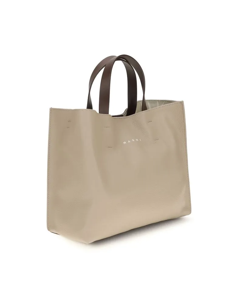 Marni Women's Beige Calf Leather Bos Taurus Shoulder Bag Beige