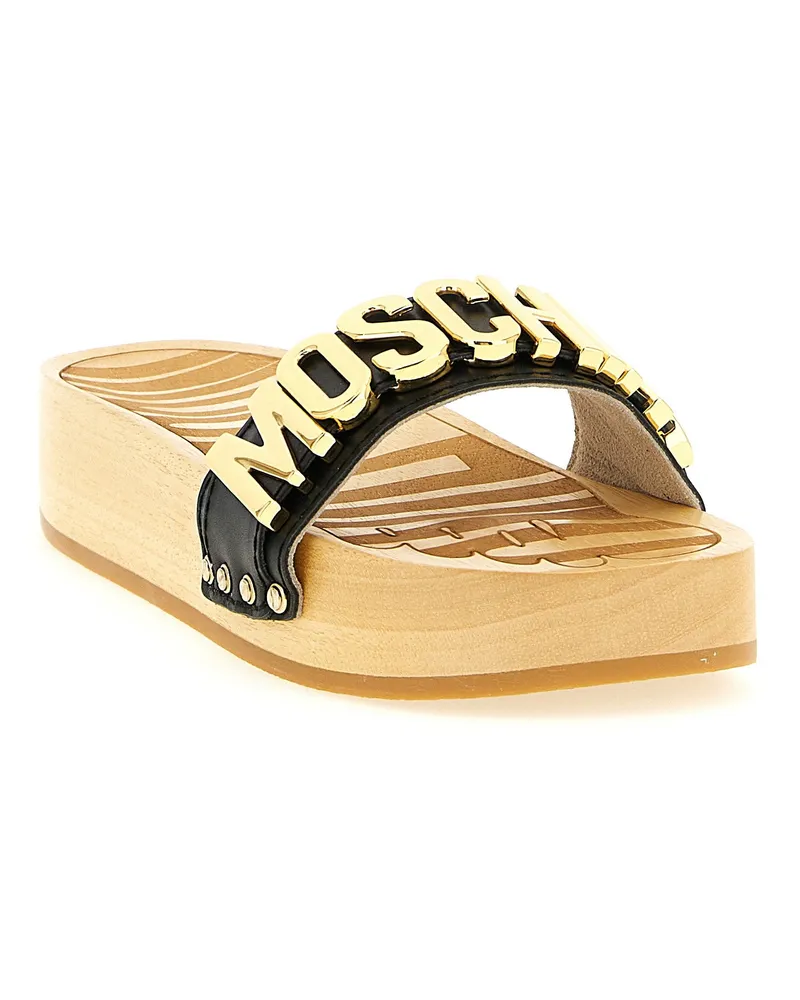 Moschino Logo-Embellished Clog Sandal — Beige Beige