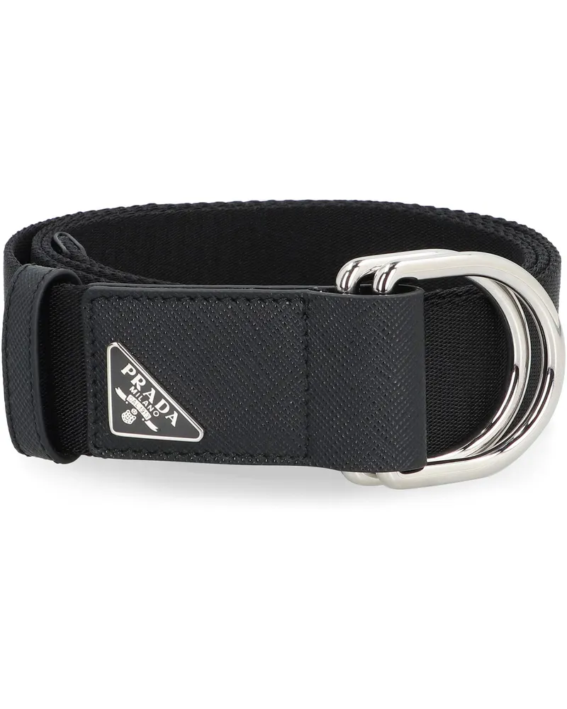 Prada Men's Belt Re-Nylon Black Polyamide Black