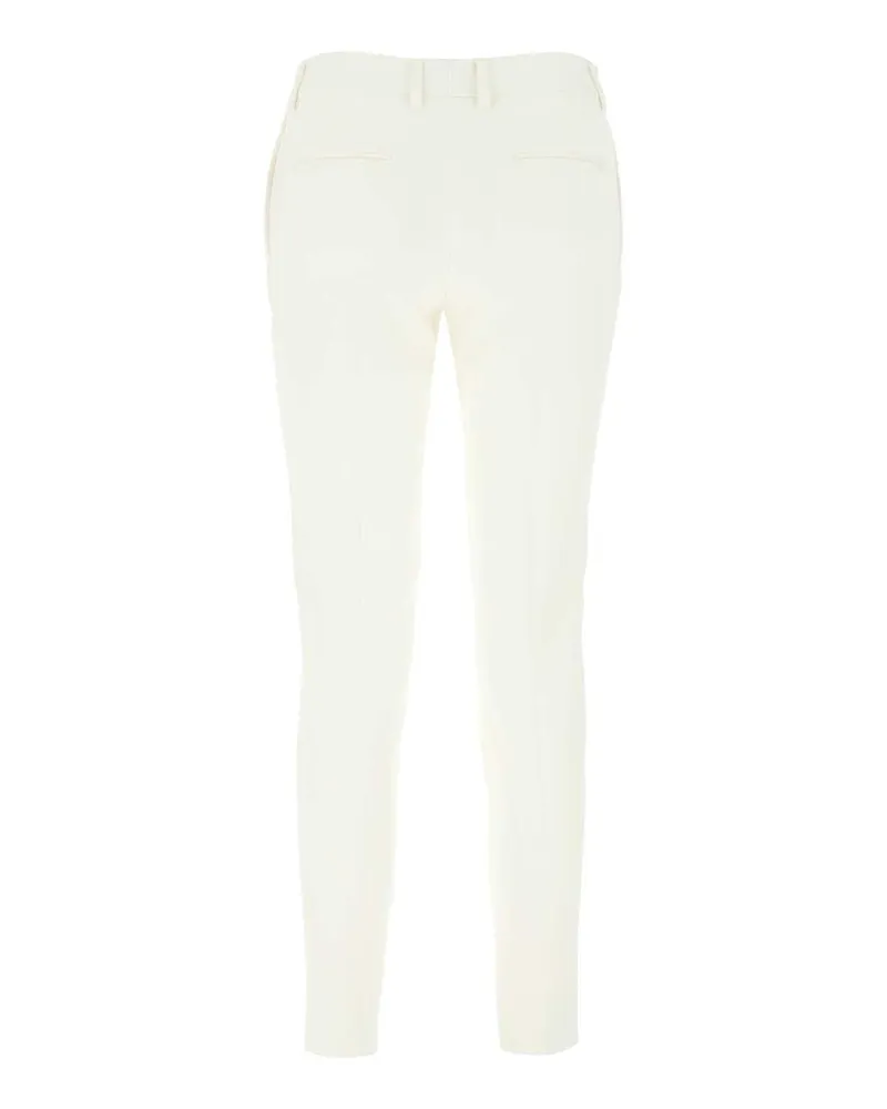 Saint Laurent Women's Ivory Wool Pant 9935 Pantaloni Trousers White