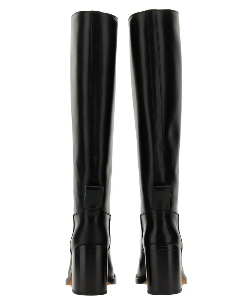 Bottega Veneta Sculpted Heel Leather Boots — Black Black