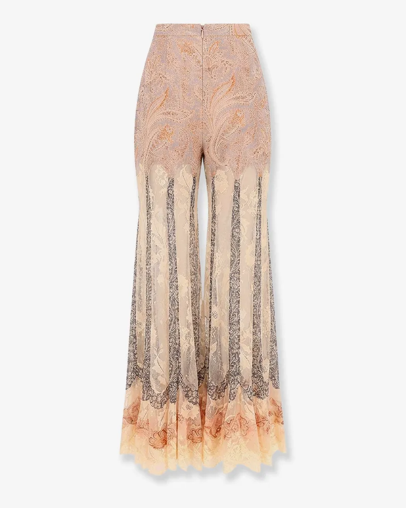 Zimmermann Women's Flare Silk Trousers Valiant Panelled Pink Pink