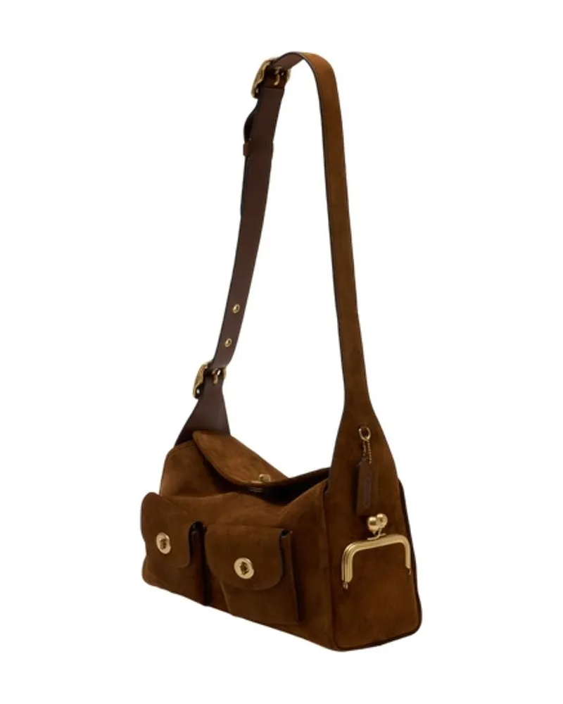 Coach Women's The Originals Turnlock Haversack Shoulder Bag Leather Brown Cowhide Shoulder-hobo-bags Brown