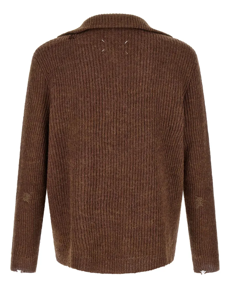 Maison Margiela Men's Brown Linen Cardigan Clothing Brown