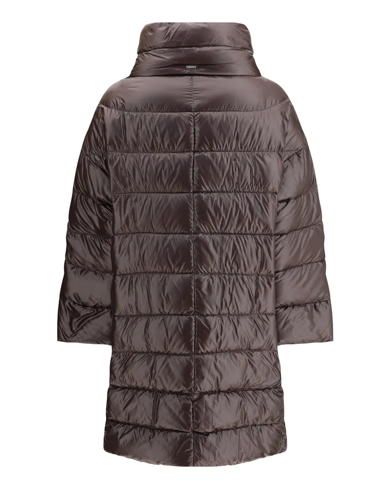 Herno Women's Midi Down Jacket Marrone Scuro Polyester Coat Brown
